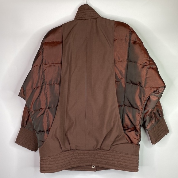 Vintage Bill Blass Metallic Burgundy Down Button Front Jacket Size 6 80s - Picture 4 of 11